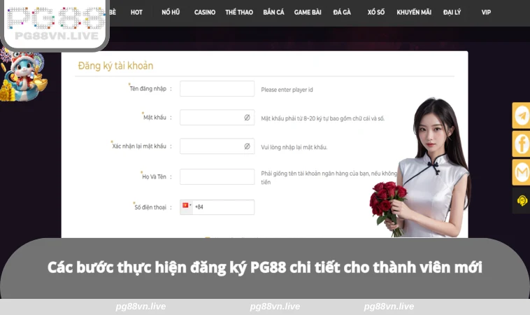 Đăng Ký PG88 2 Các bước thực hiện đăng ký PG88 chi tiết cho thành viên mới