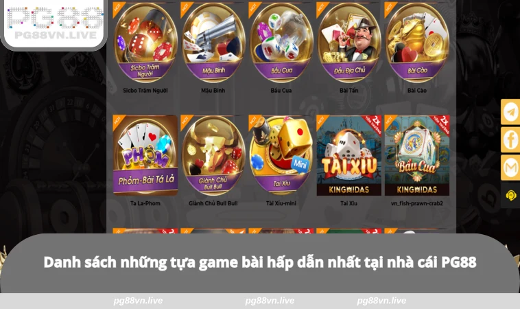 Game Bài PG88 3 Danh sách những tựa game bài hấp dẫn nhất tại nhà cái PG88