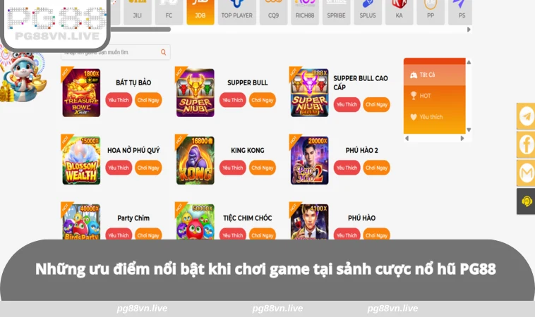 Nổ Hũ PG88 3 Những ưu điểm nổi bật khi chơi game tại sảnh cược nổ hũ PG88